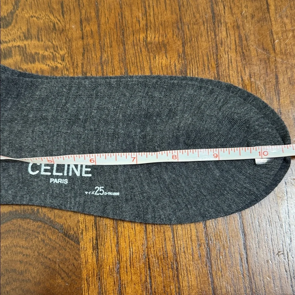 NWT Celine‎ Men’s Vintage Wool Blend Tall Dress Socks In Dark Gray Horse Logo